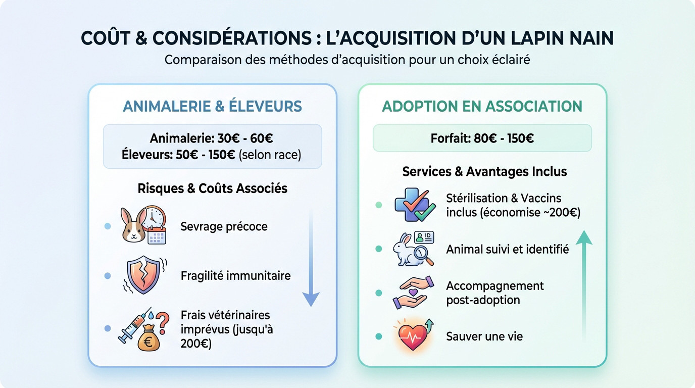 Comparatif du prix d'achat d'un lapin nain entre animalerie et association