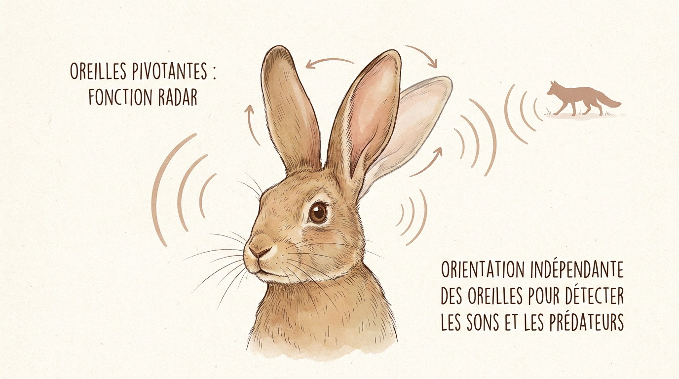 Lapin aux oreilles dressées captant les sons de son environnement